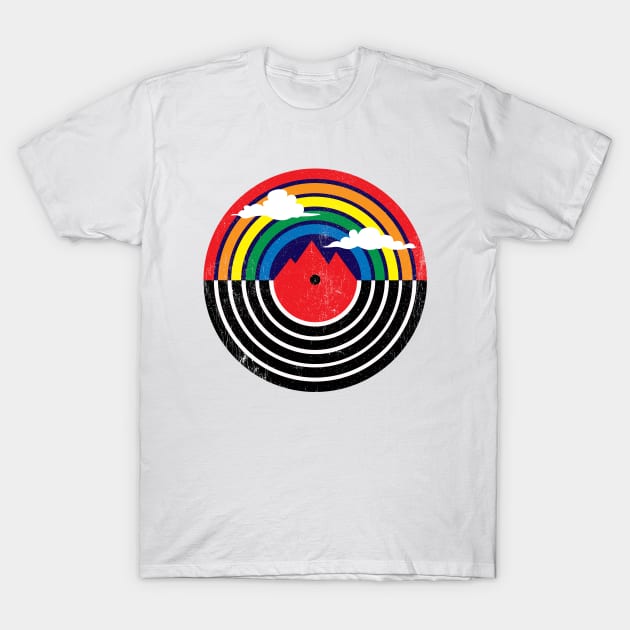 Rainbow Record Vintage Retro Vinyl Outdoors Music T-Shirt by DetourShirts